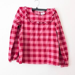 Hanna Andersson Valentines Flannel plaid print long sleeve top size 14